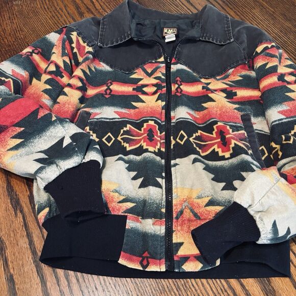 Vintage Western Aztec Bomber Jacket Santa Fe Men's M  E.M.I. Made in USA - Picture 2 of 15